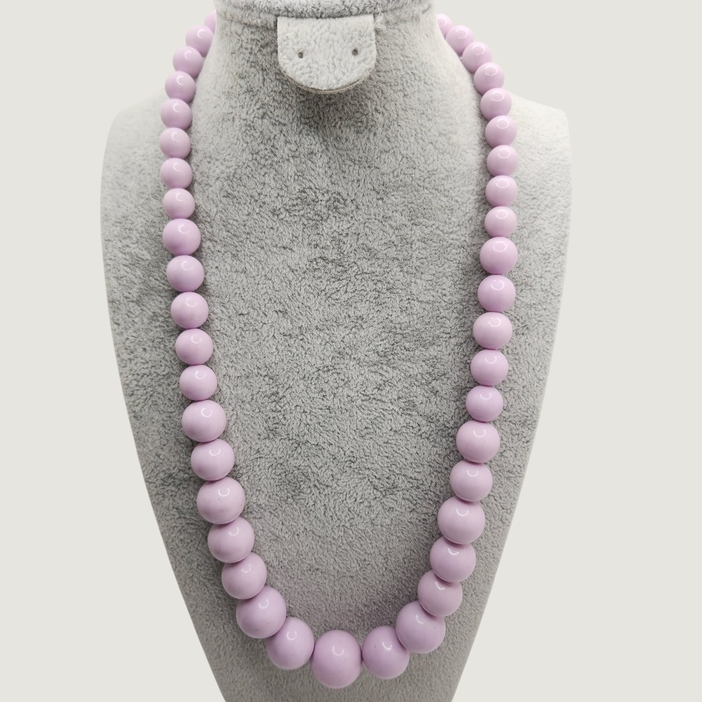 Vintage Chunky Purple Beaded Necklace Graduated Lavender West Germany 1950s